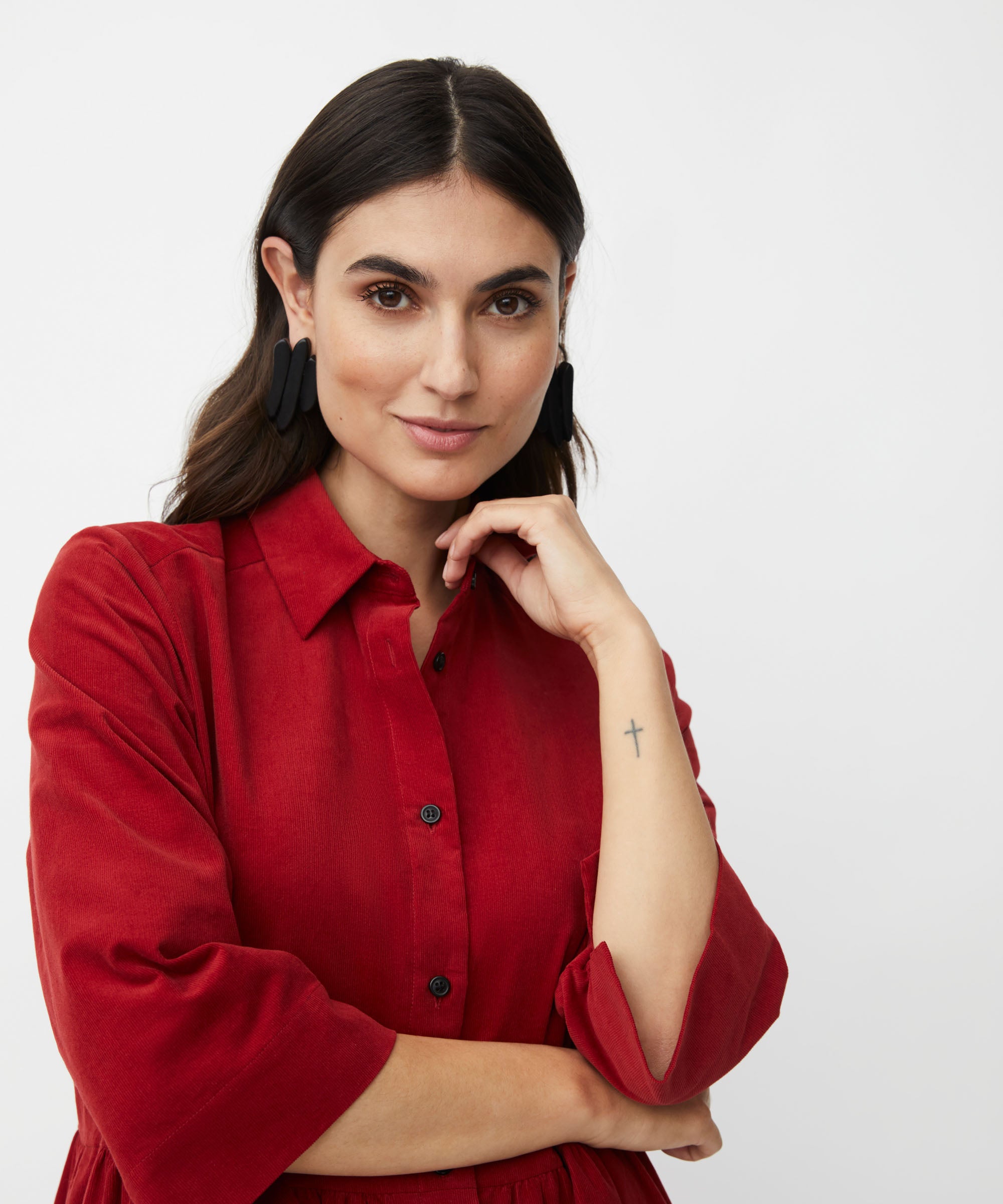 Nynisla Red Dahlia Needlecord Dress - 1011142