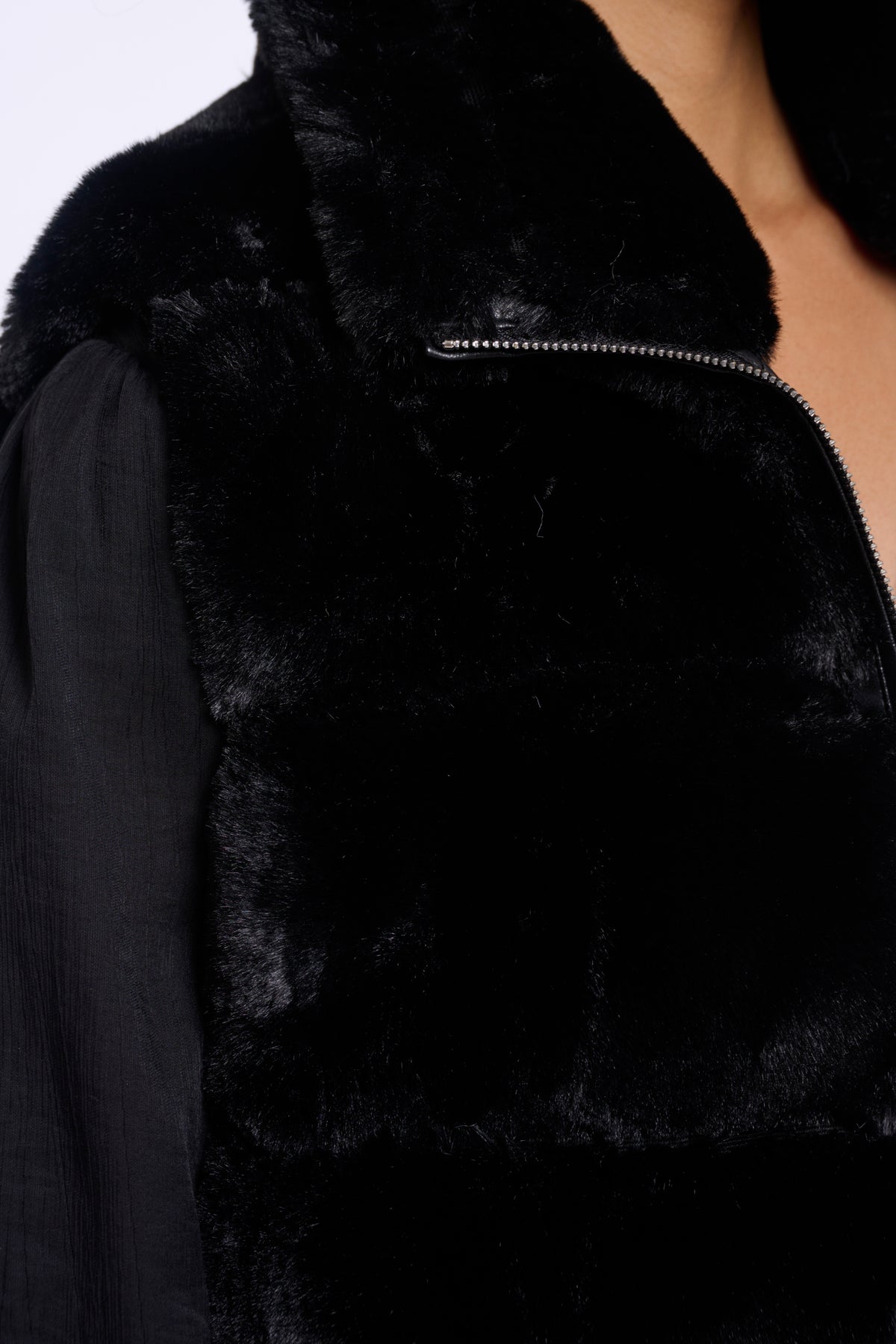 May Black Faux Fur Waistcoat - 7002612