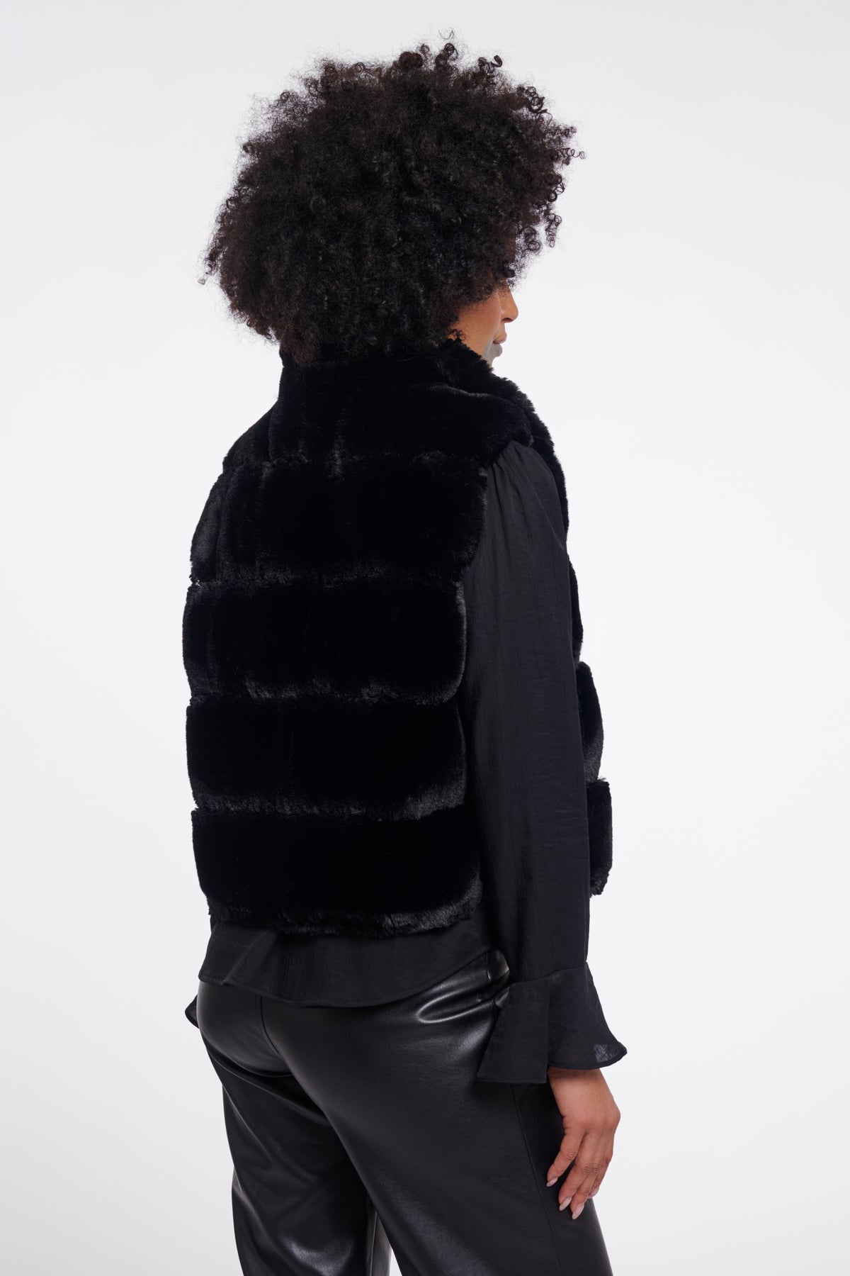 May Black Faux Fur Waistcoat - 7002612