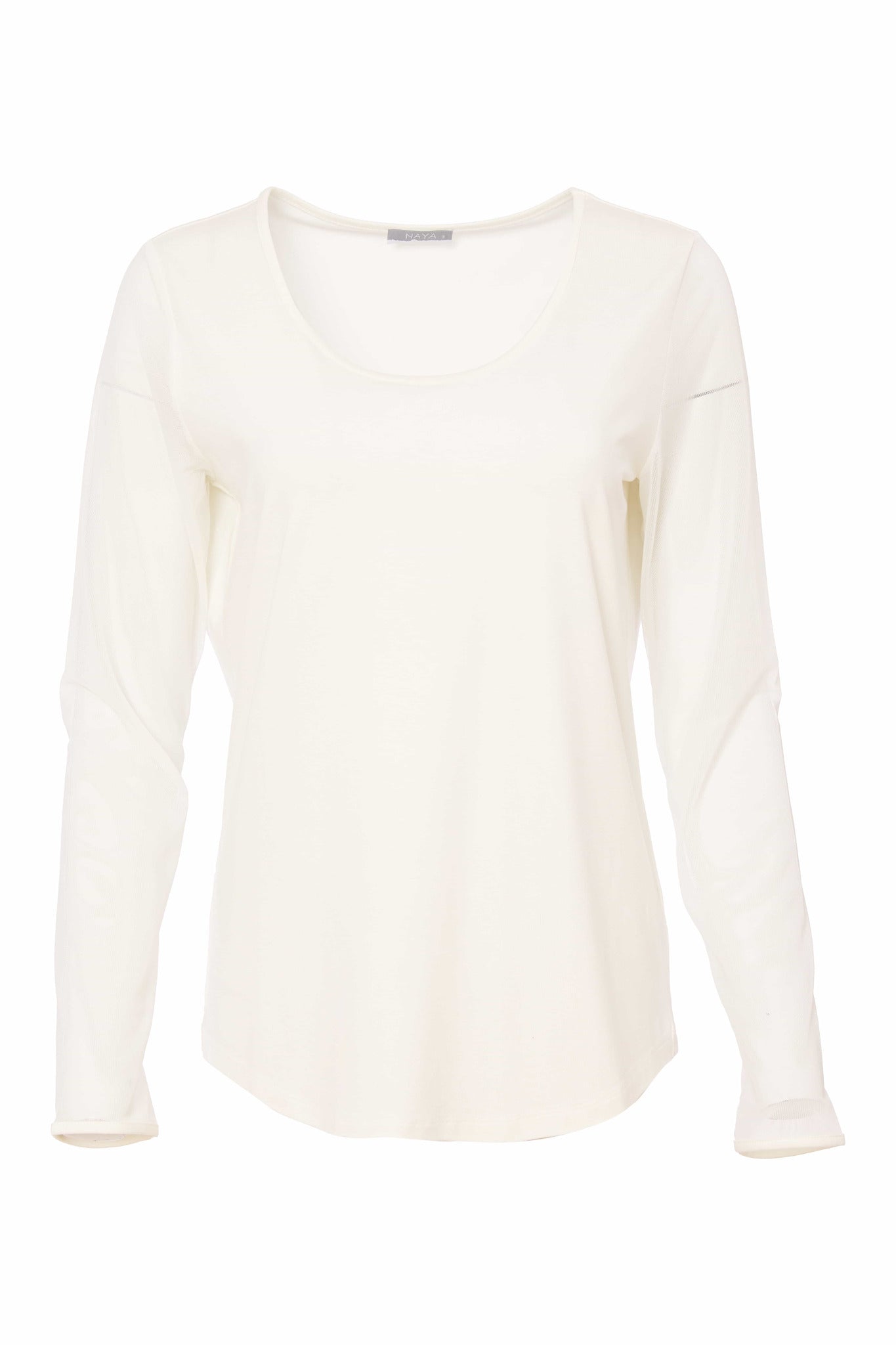 Cream Mesh Sleeve Top - NAS25106