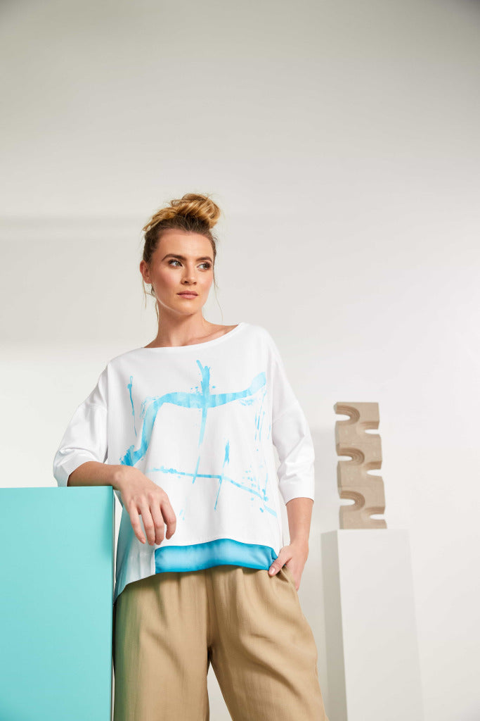 Atoll Blue Print Top - NAS25124