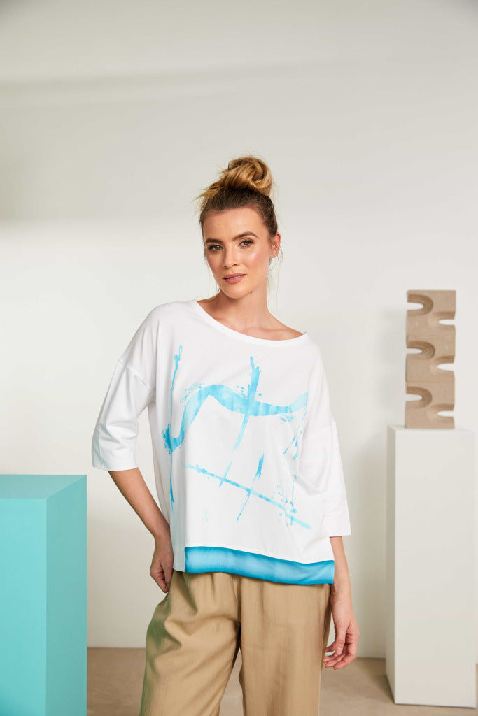 Atoll Blue Print Top - NAS25124