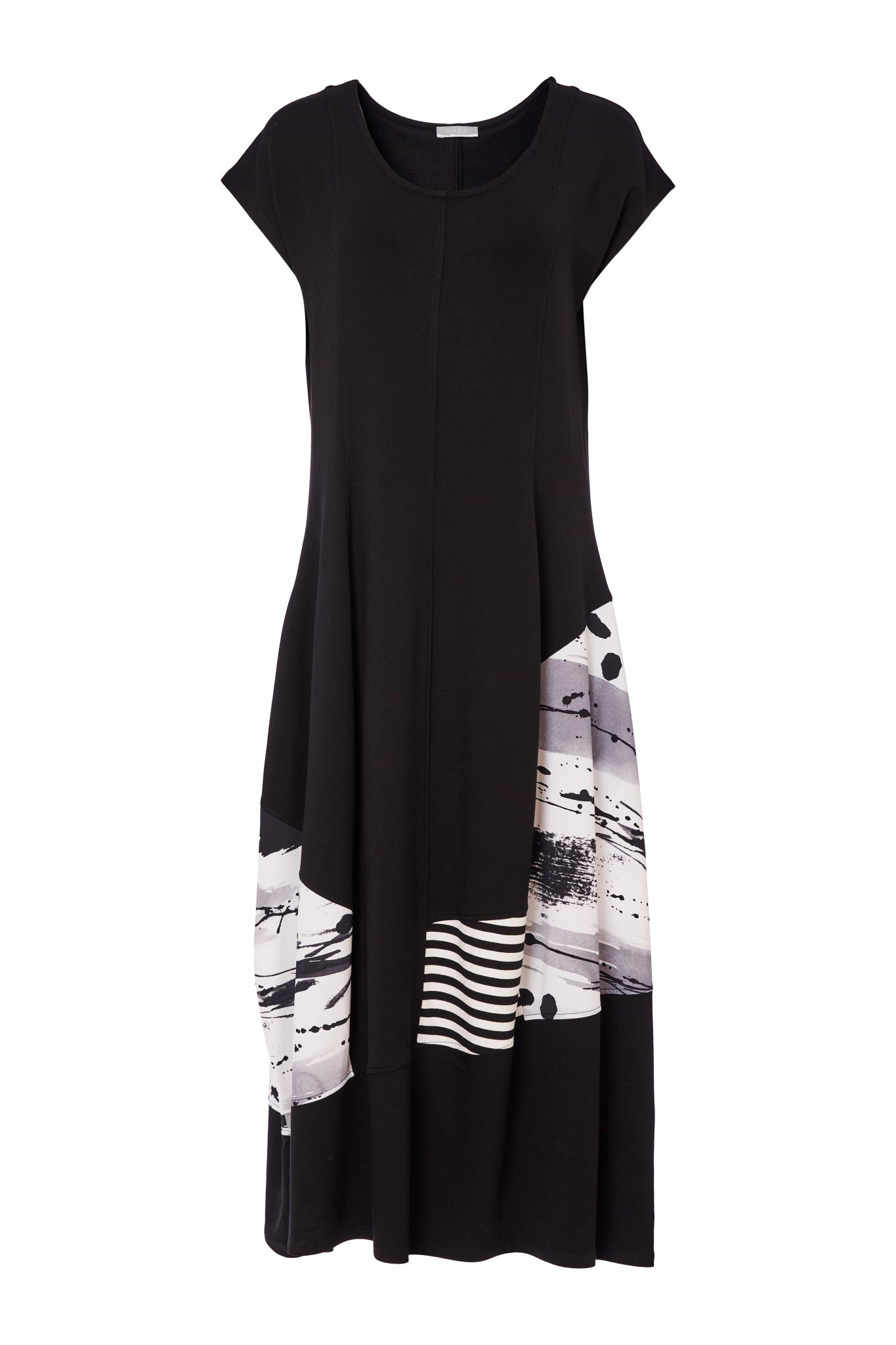 Black Contrast Print Dress - NAS25140