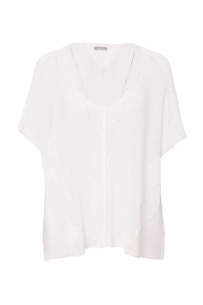 White Oversize V Neck Knit - NAS25308