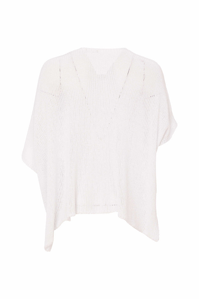 White Oversize V Neck Knit - NAS25308