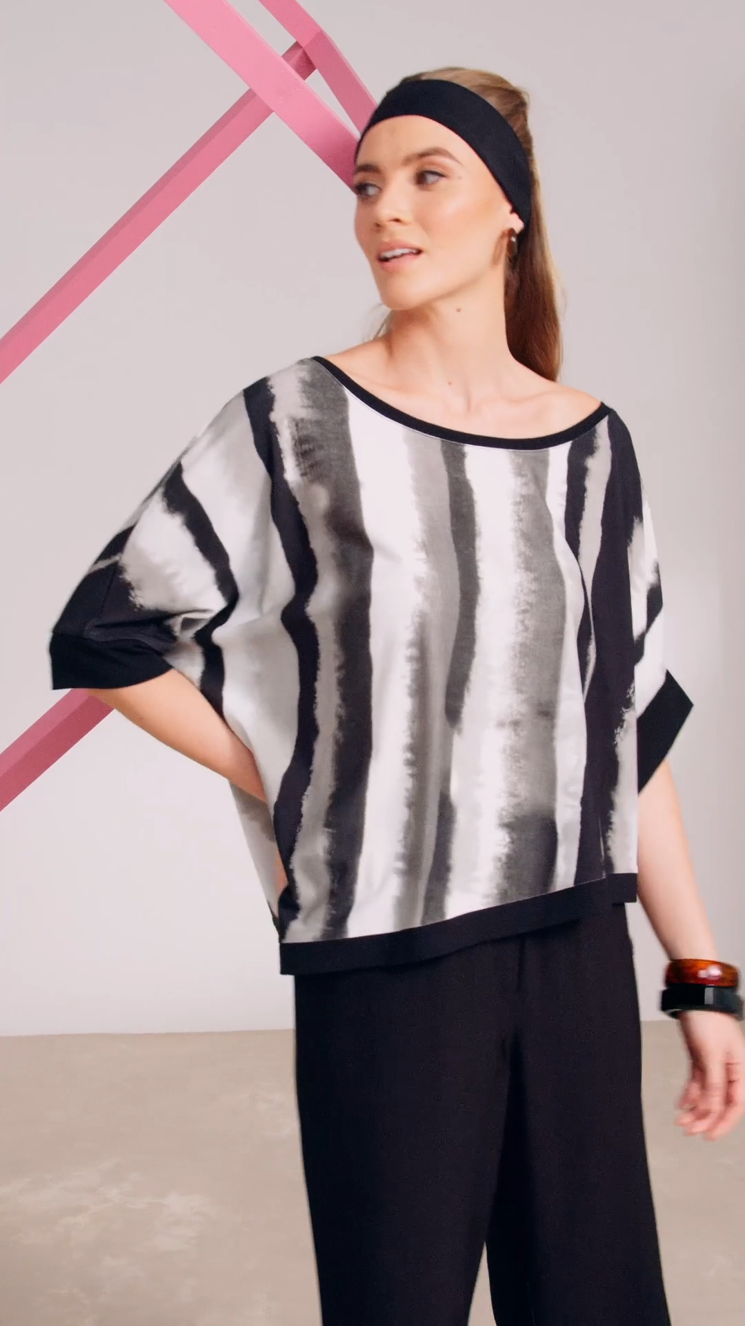 Army & Black Striped Top - NAS25338