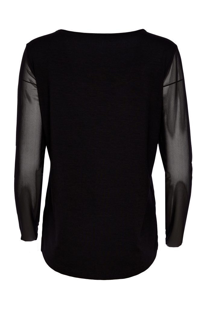 Black Net Sleeve Top - NAS26106