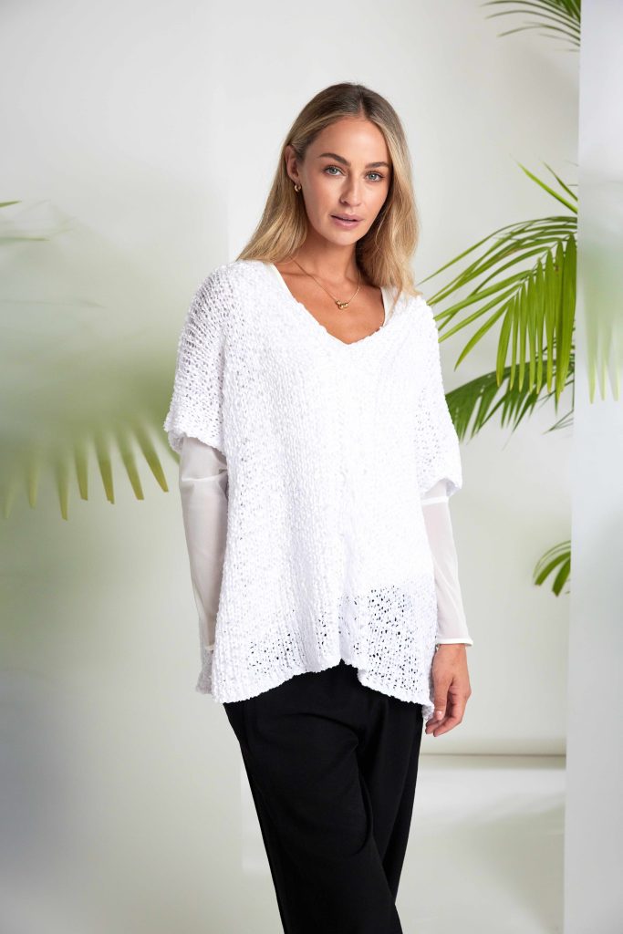 White Waffle Effect Knit - NAS26121