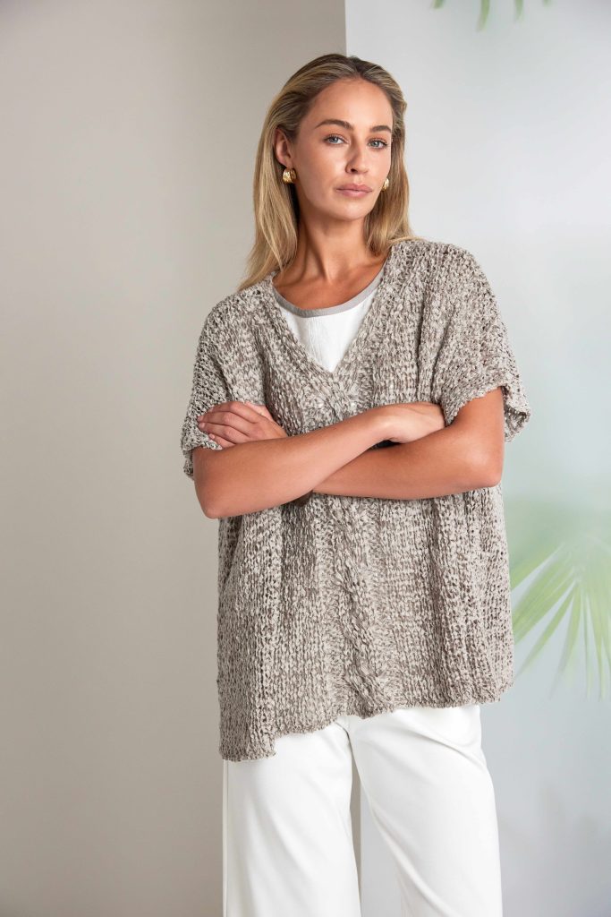 Taupe Waffle Effect Knit - NAS26121