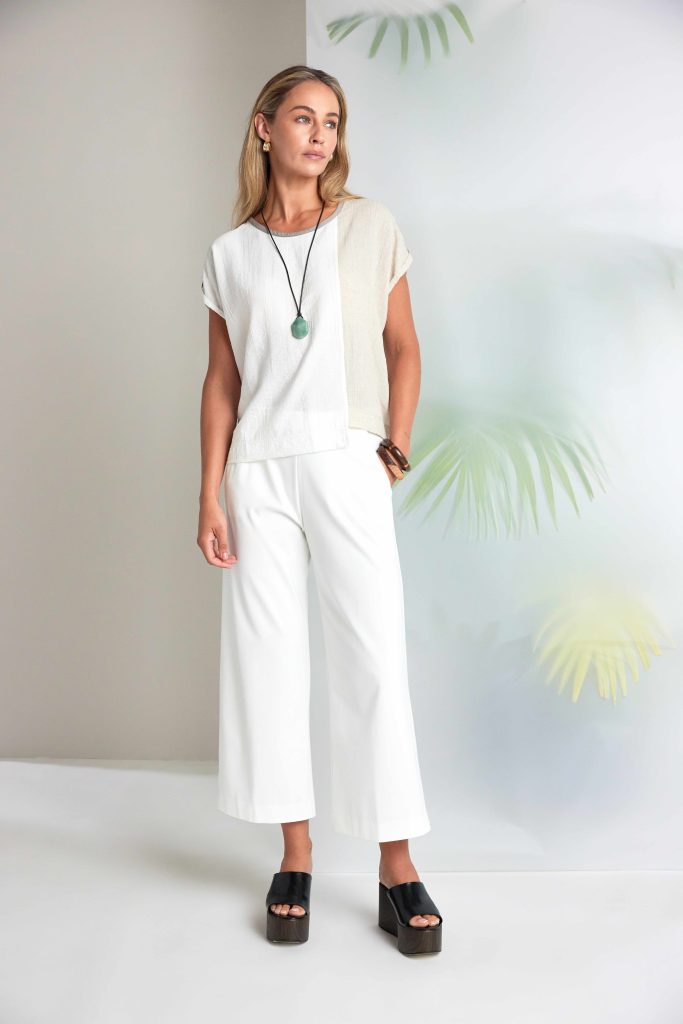 Cream Wide Leg Jersey Trousers - NAS26237