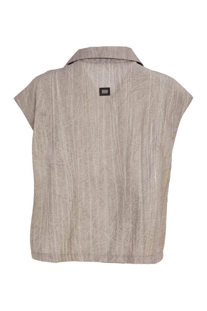 Taupe Crinkle Waistcoat - NAS26163