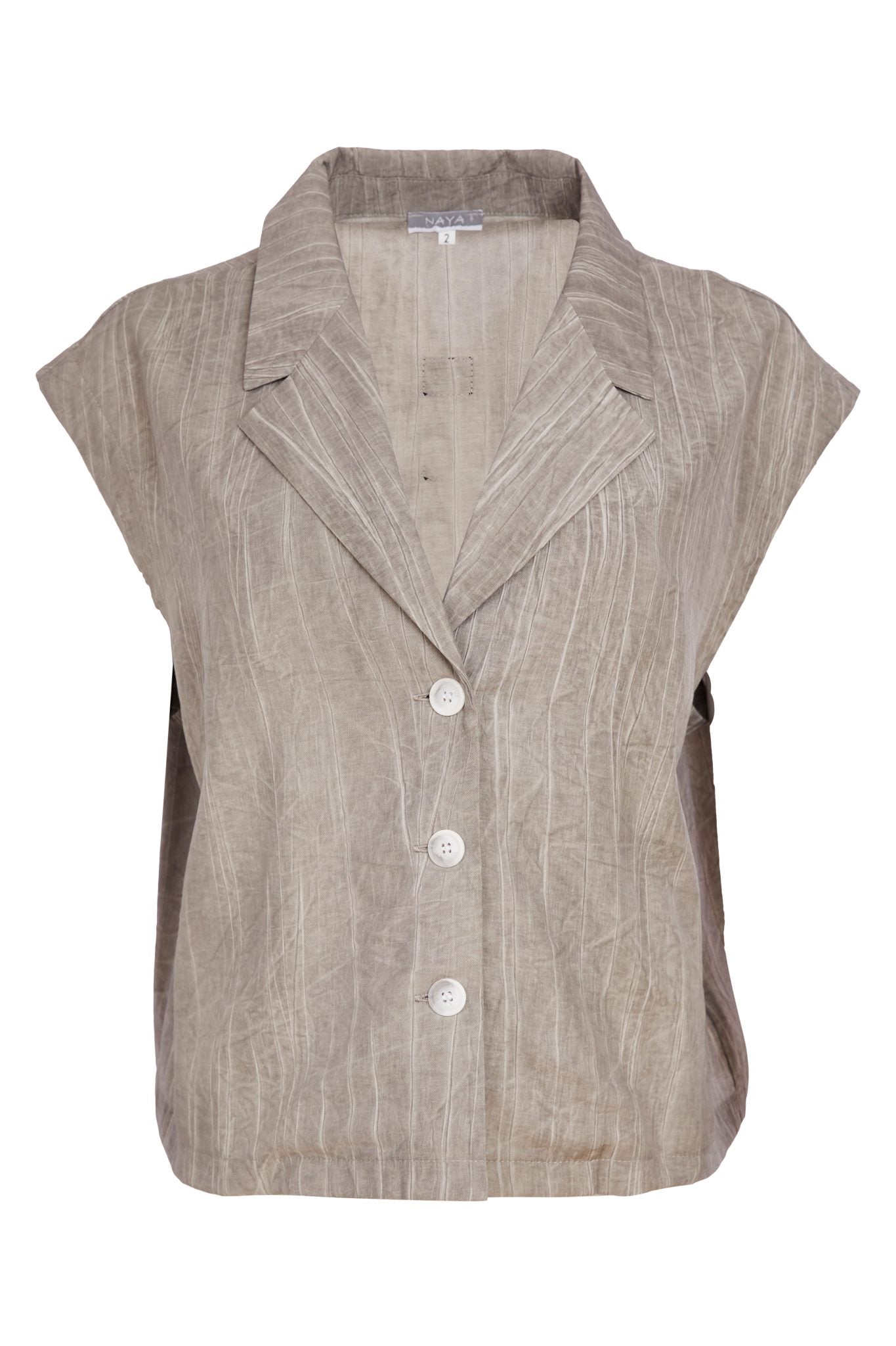 Taupe Crinkle Waistcoat - NAS26163