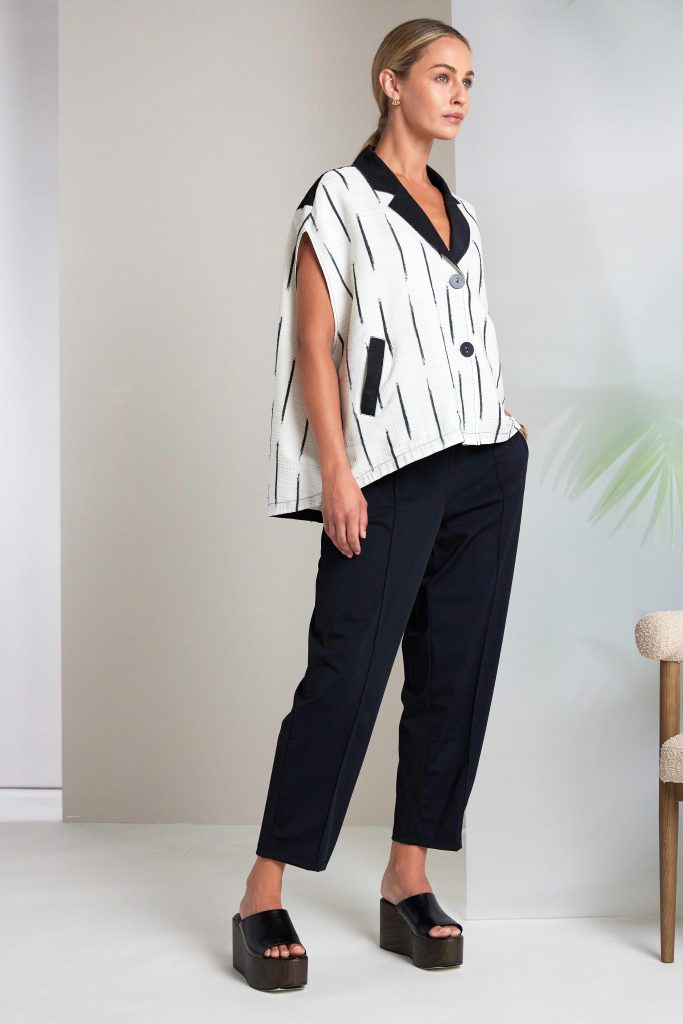 Black & Cream Stripe Waistcoat - NAS26217