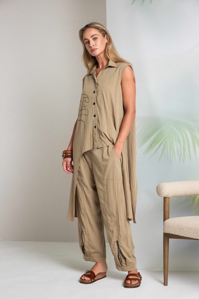 Tan Zip Cuff Trousers - NAS26222
