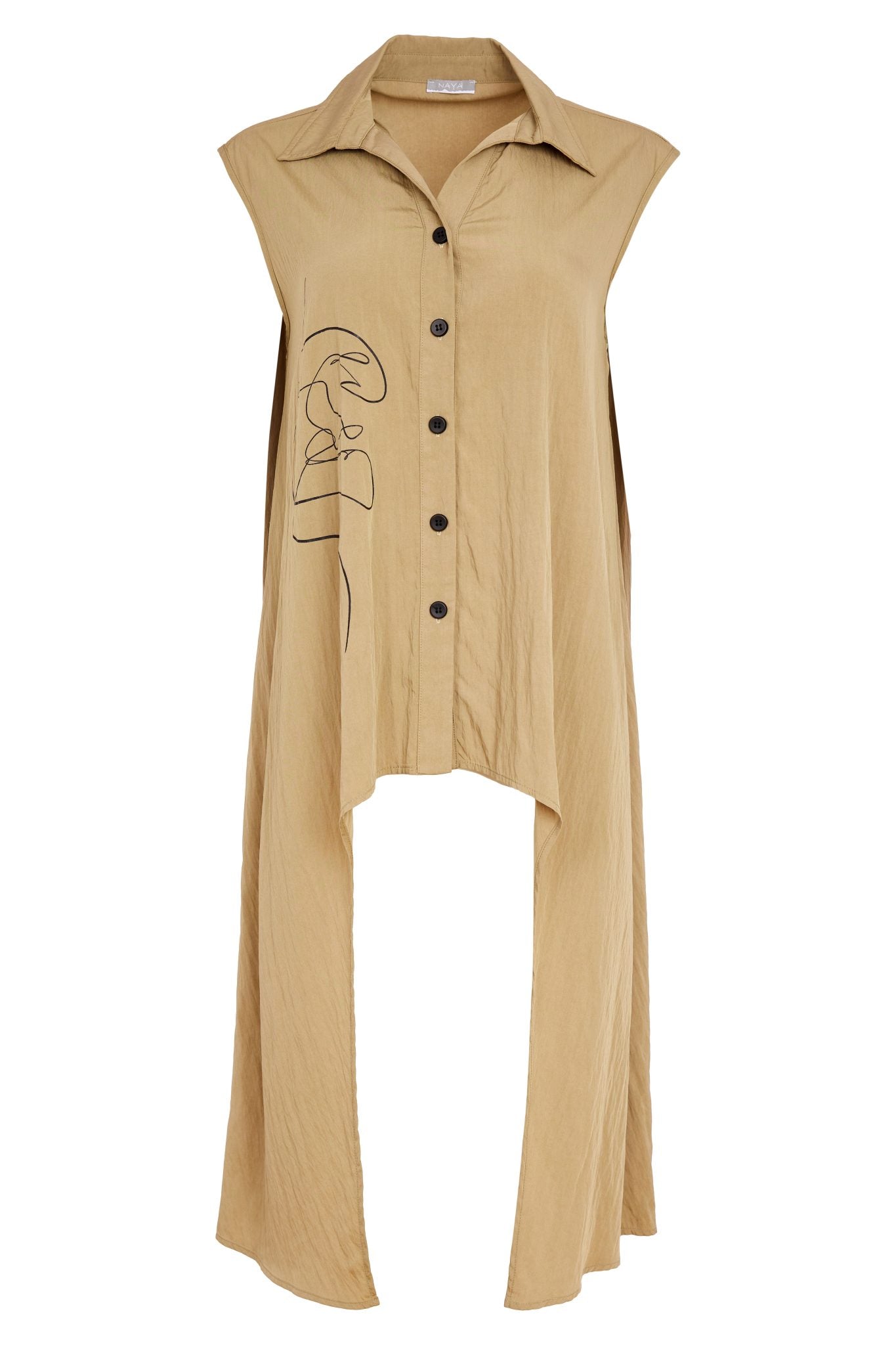 Tan Placement Print Top - NAS26218