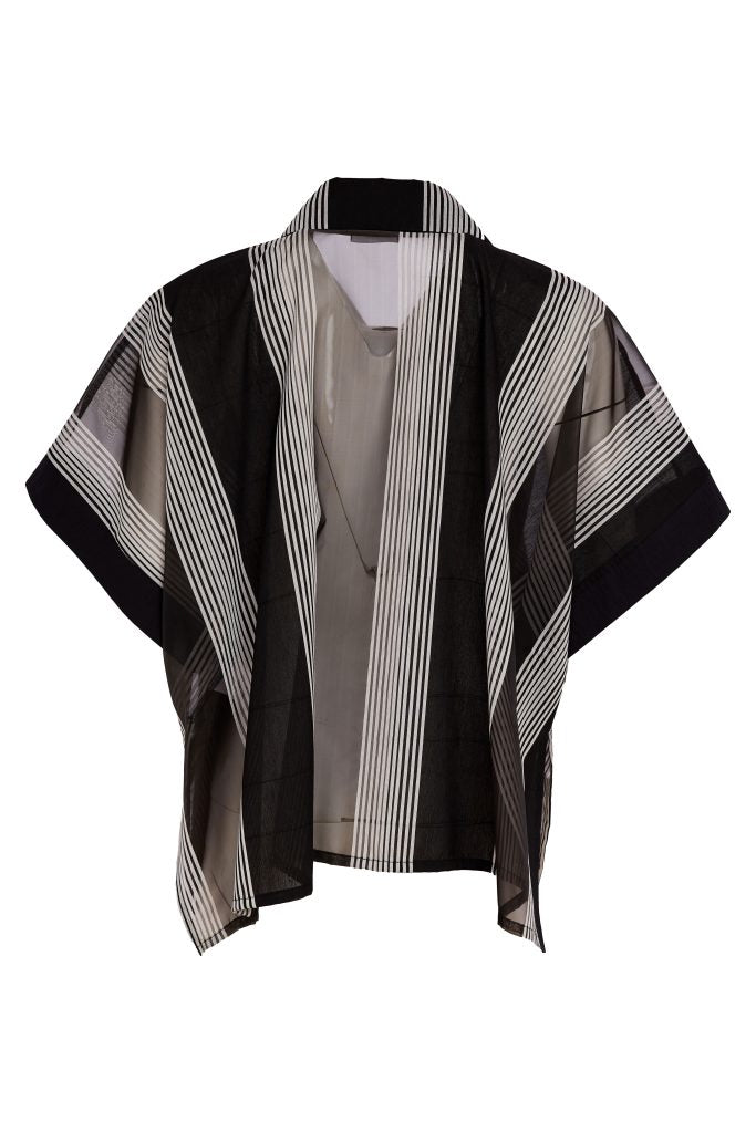 Black & White Organza Stripe Shirt - NAS26255