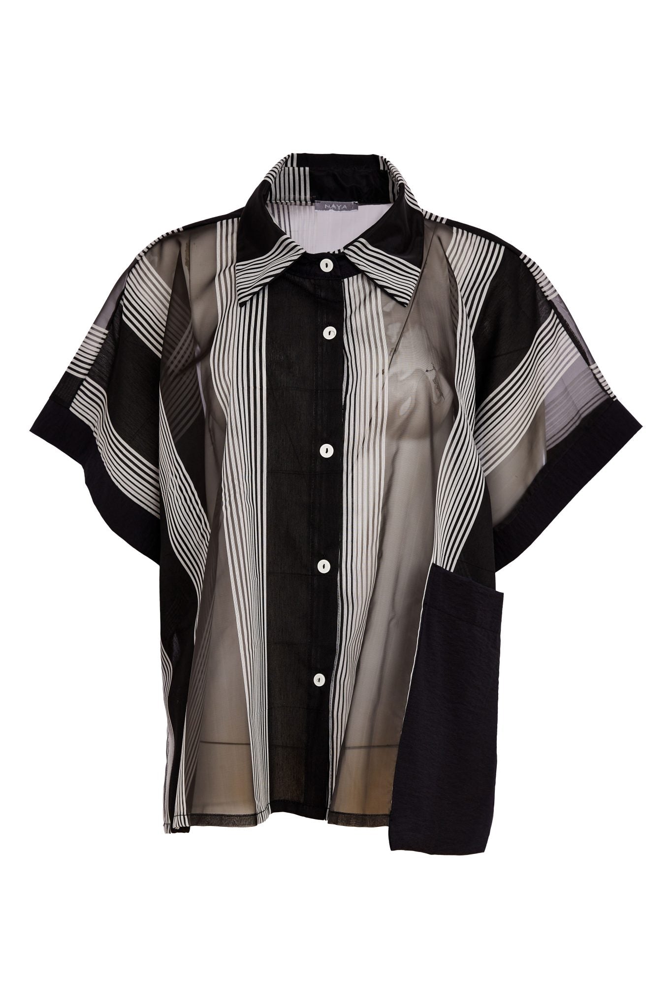 Black & White Organza Stripe Shirt - NAS26255