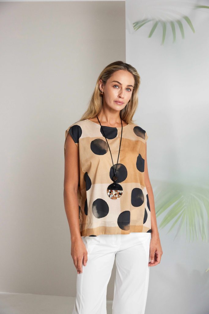 Tan Spot Print Top - NAS26277