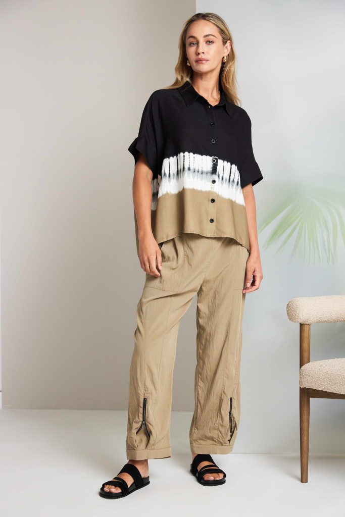 Black & Tan Border Print Shirt - NAS26316