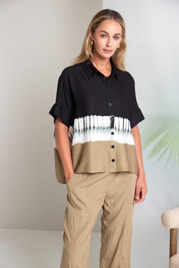 Black & Tan Border Print Shirt - NAS26316