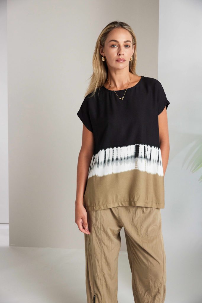Black & Tan Border Print Top - NAS26317
