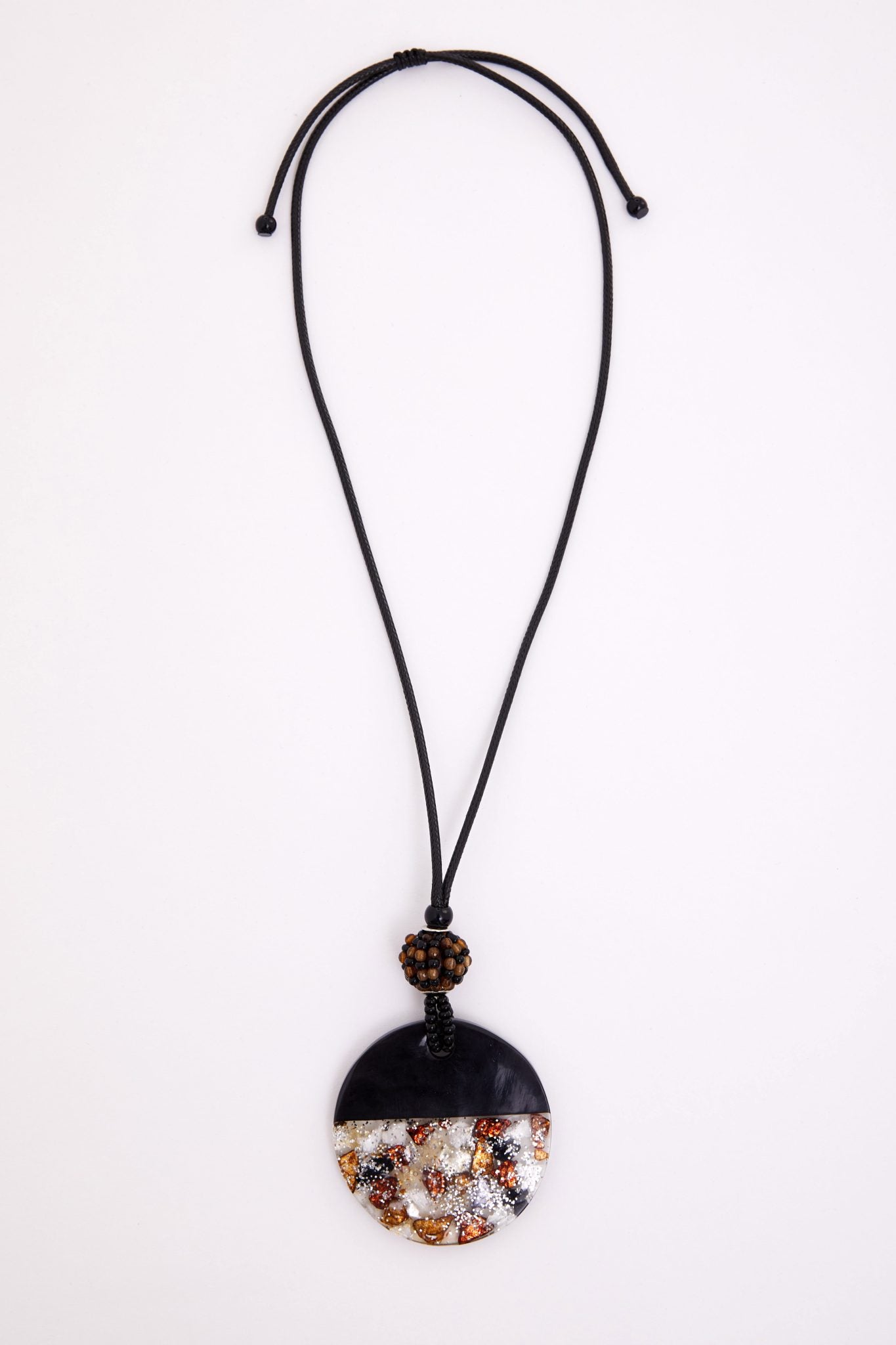 Black & Chocolate Disc Necklace - NAS26352