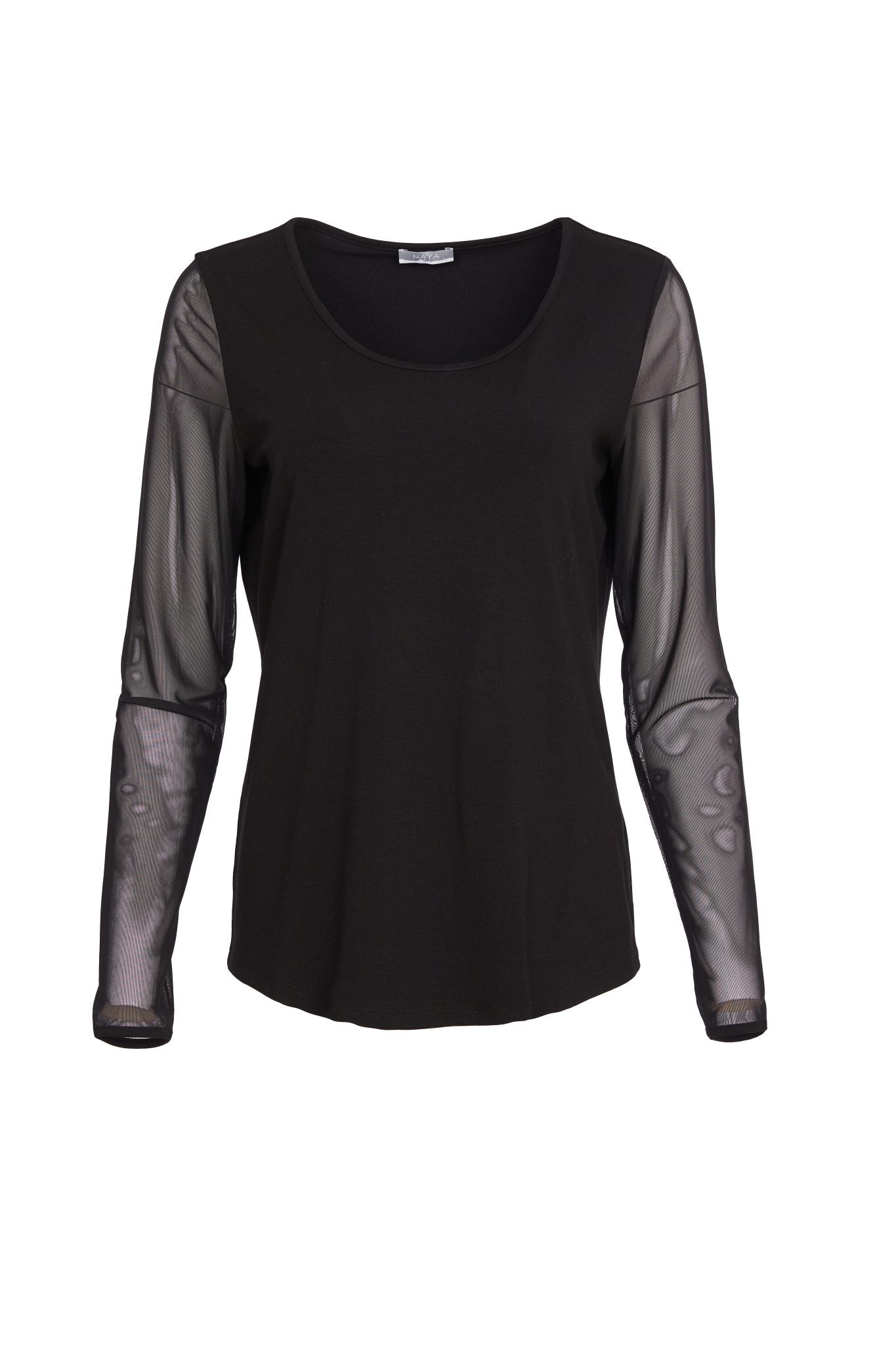 Black Mesh Sleeve Top - NAS25106