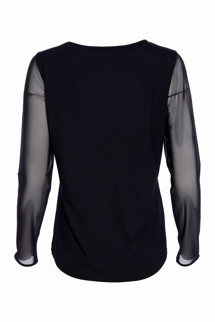Black Net Sleeve Top - NAW25106