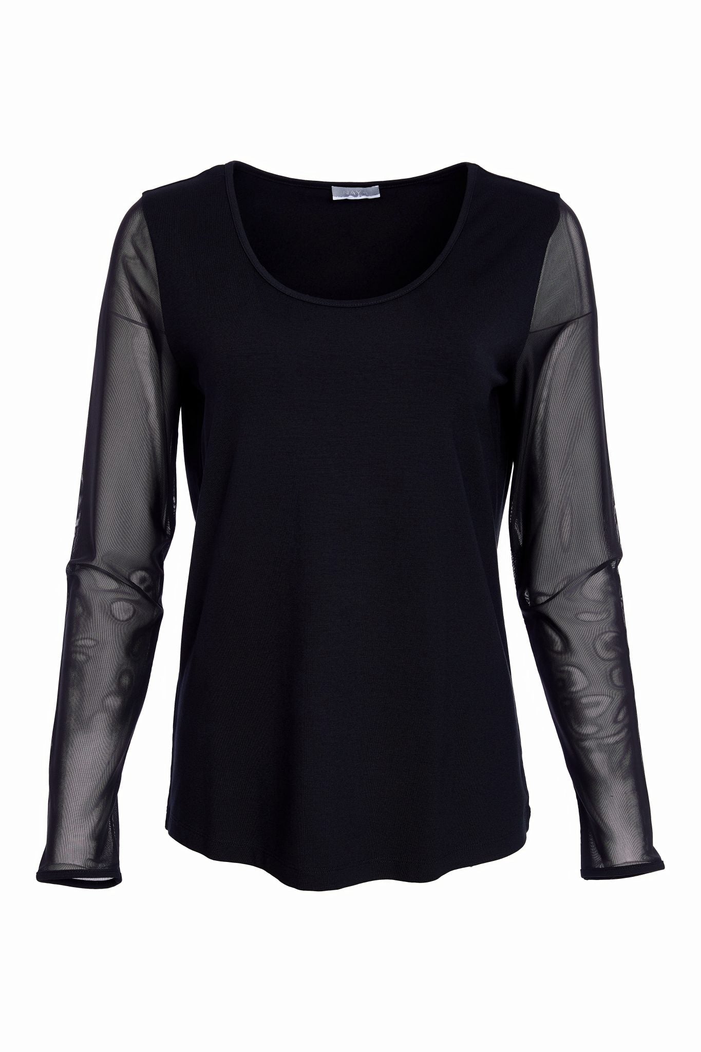Black Net Sleeve Top - NAW25106