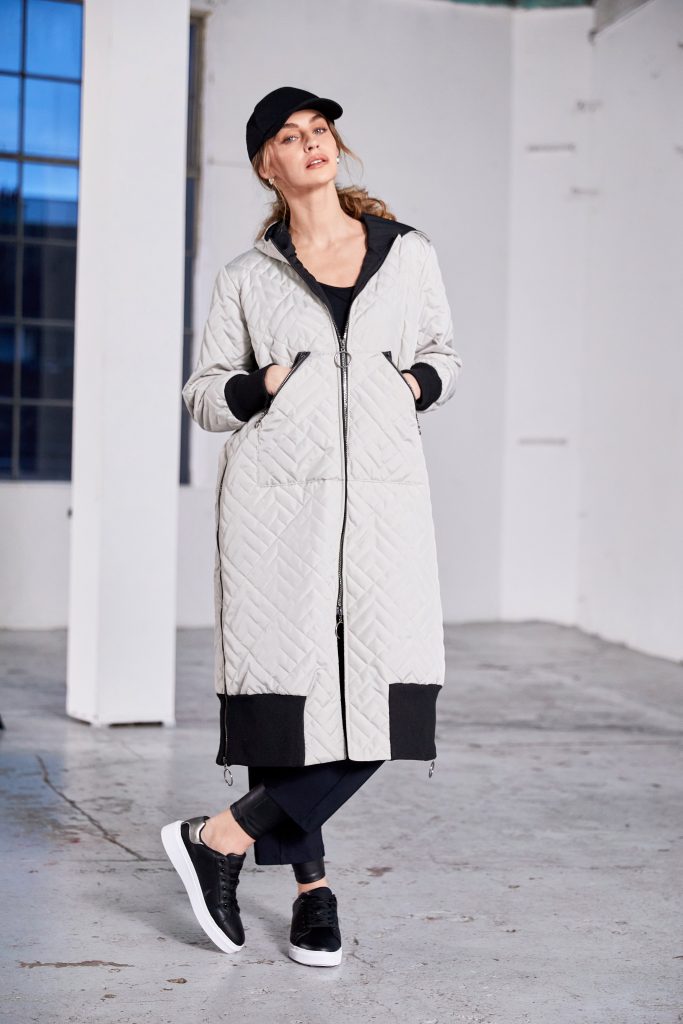Taupe & Black Quilt Coat - NAW25184