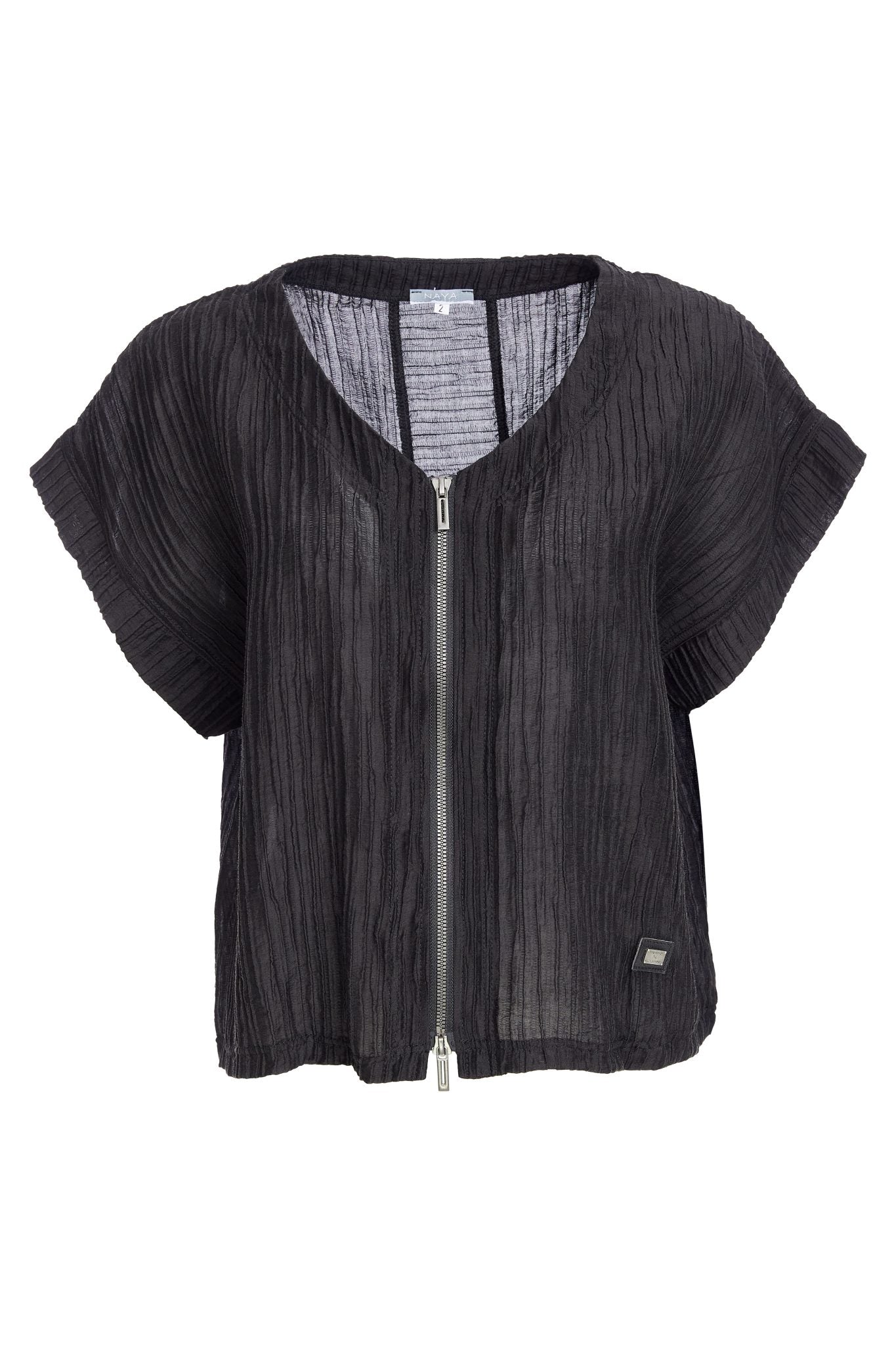 Black V Neck Jacket Top - NAW25222