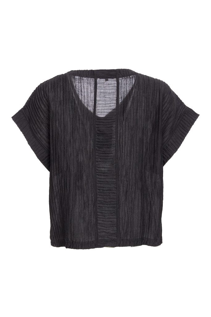 Black V Neck Jacket Top - NAW25222