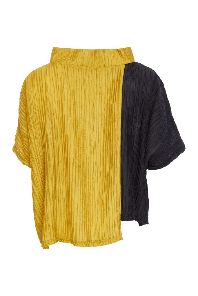 Black & Saffron Crinkle Top - NAW25224