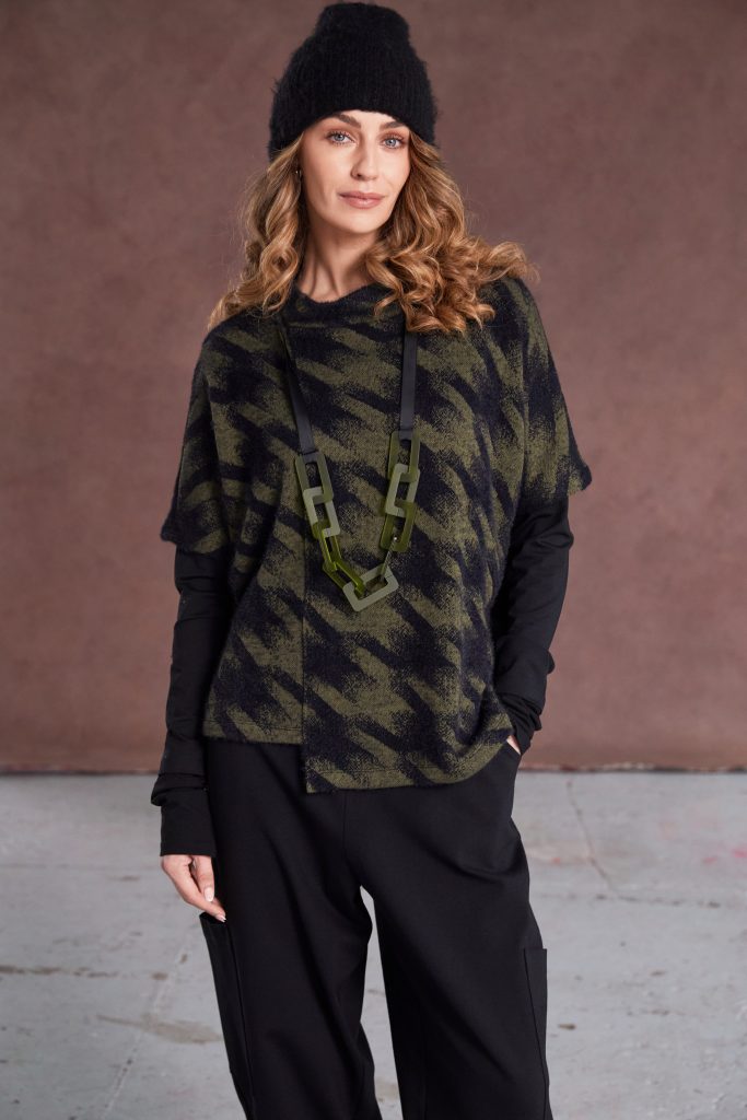 Moss Houndstooth Knit - NAW244
