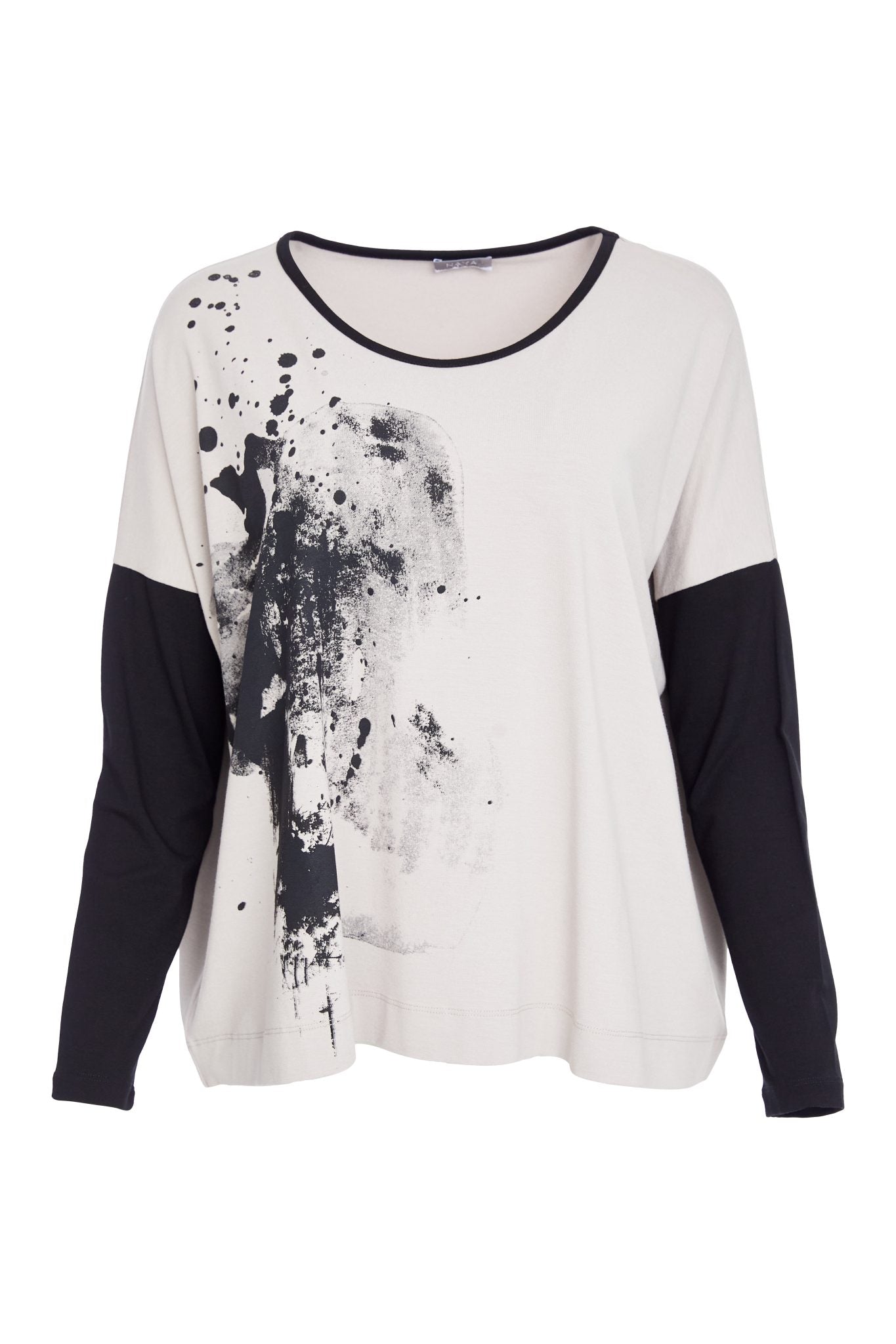 Taupe & Black Placement Top - NAW25308