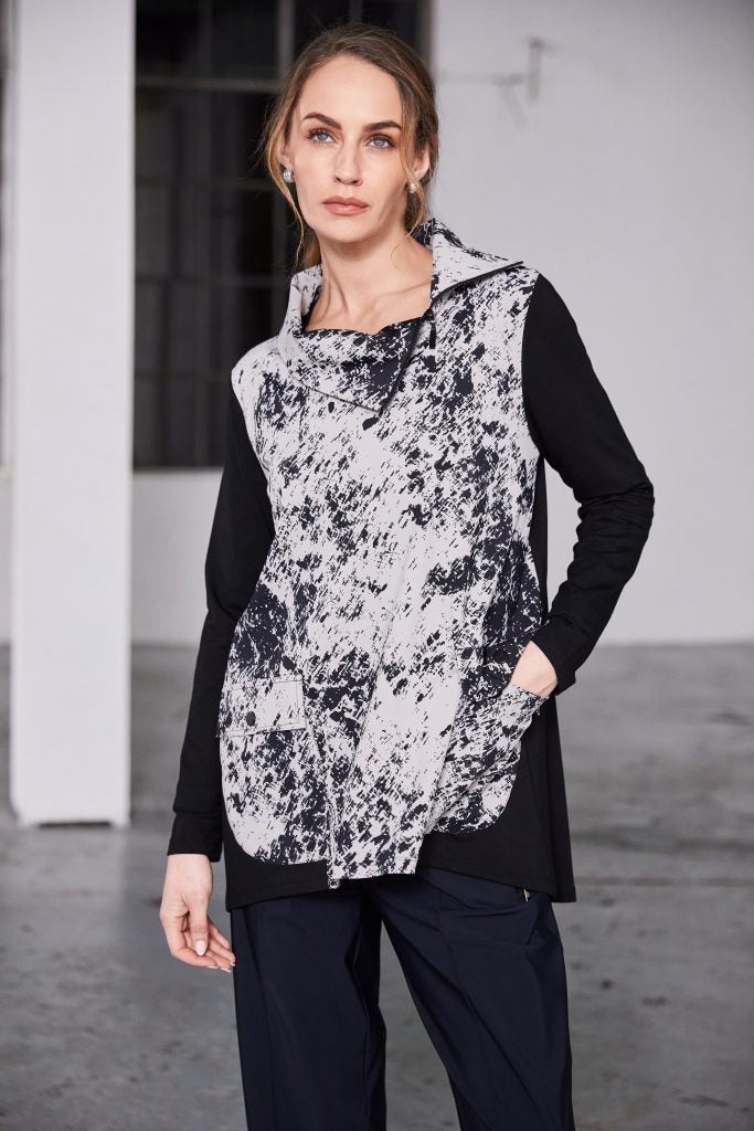 Taupe & Black Print Tunic - NAW25311