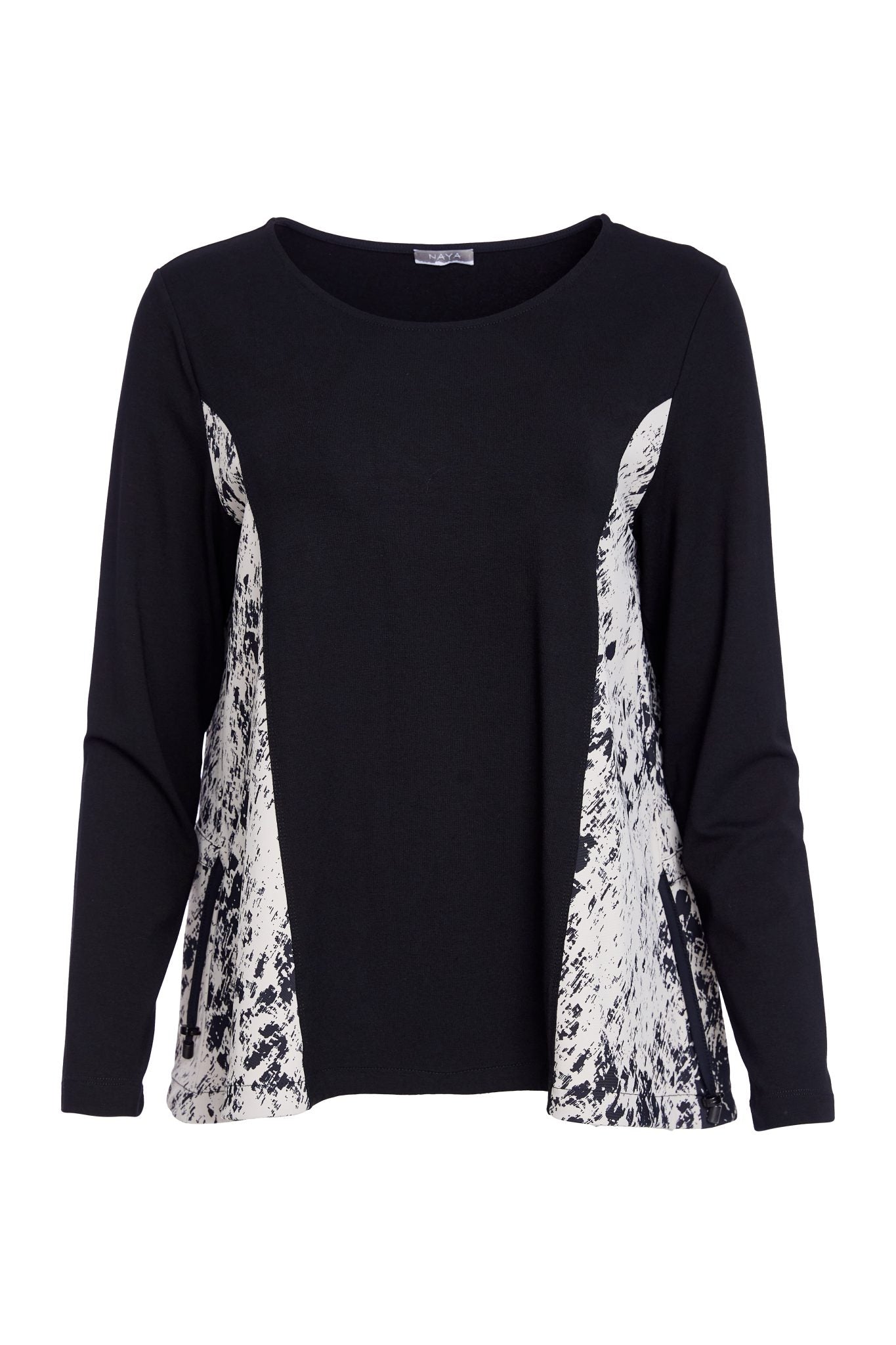 Taupe & Black Contrast Top - NAW25314