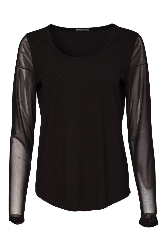 Black Mesh Sleeve Top - NAW26106