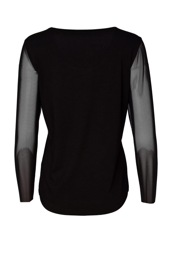Black Mesh Sleeve Top - NAW26106