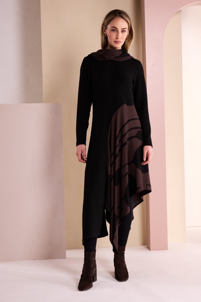 Black & Choko Jersey Dress - NAW26218