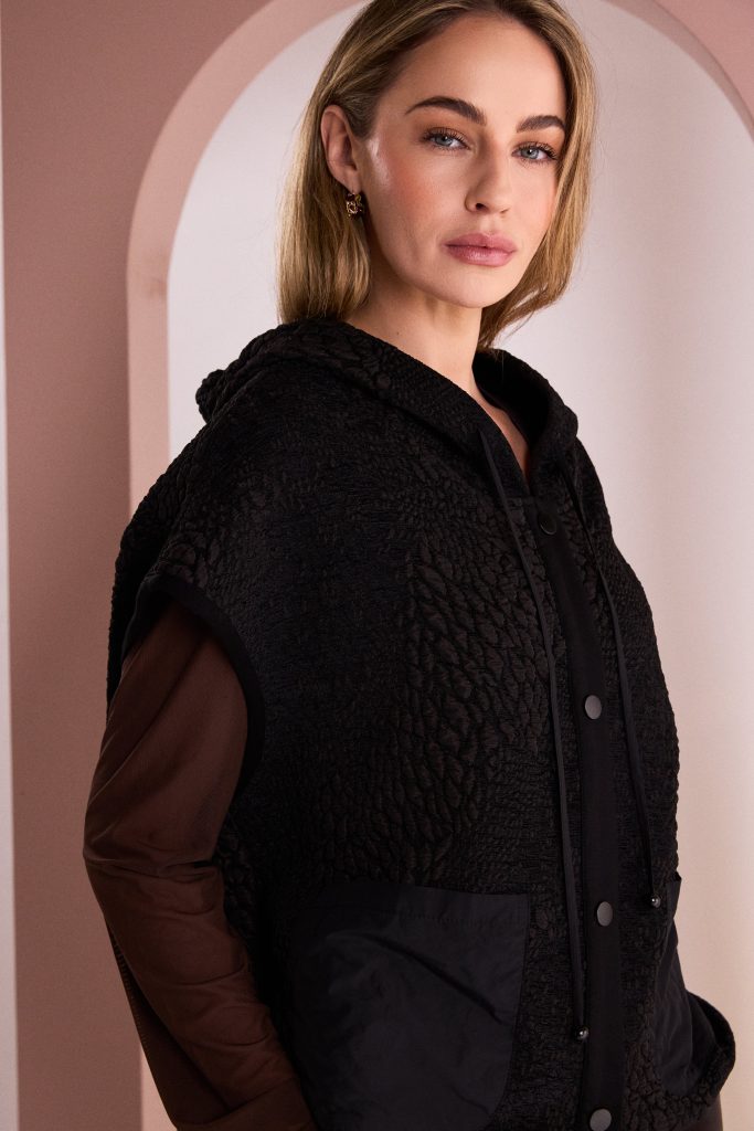 Black & Choko Hooded Waistcoat - NAW26162