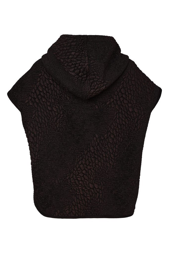Black & Choko Hooded Waistcoat - NAW26162