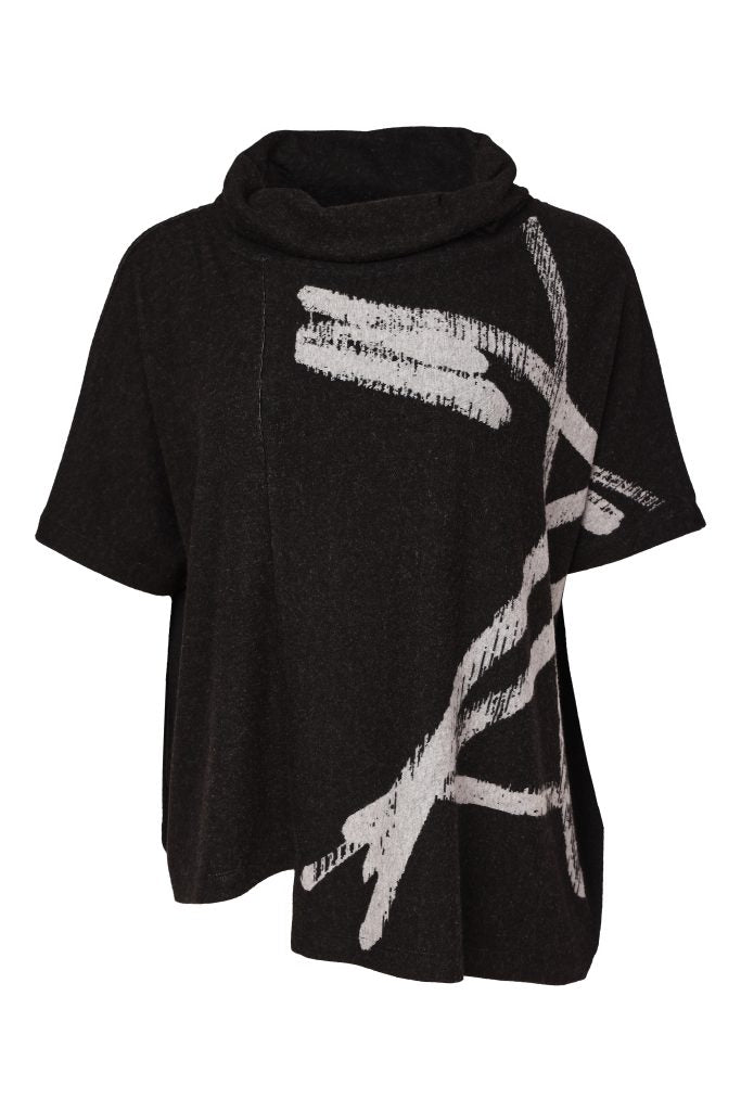 Black & Silver Brush Stroke Top - NAW26204