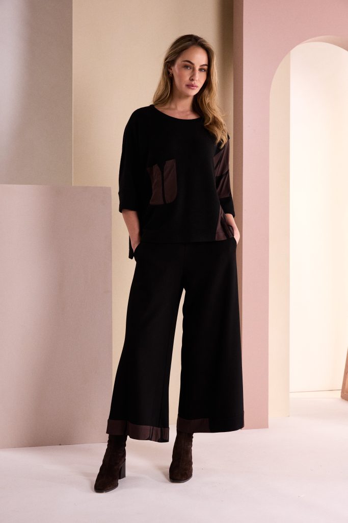 Black & Choko Trim Trousers - NAW26220