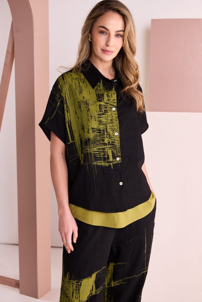 Black & Avocado Print Shirt - NAW26241