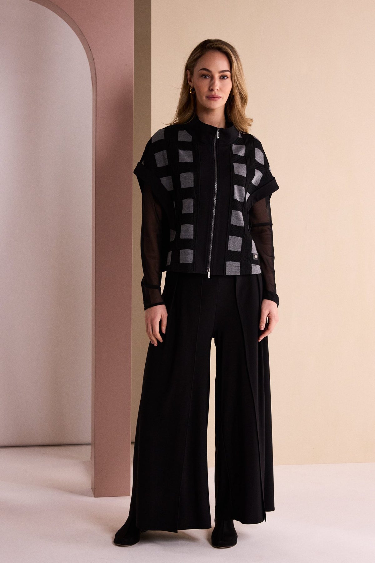 Black & Grey Check Zip Jacket - NAW26257