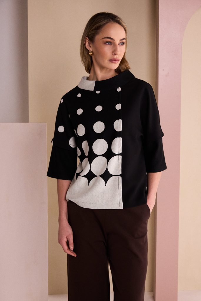 Black & Stone Spot Print Top - NAW26269
