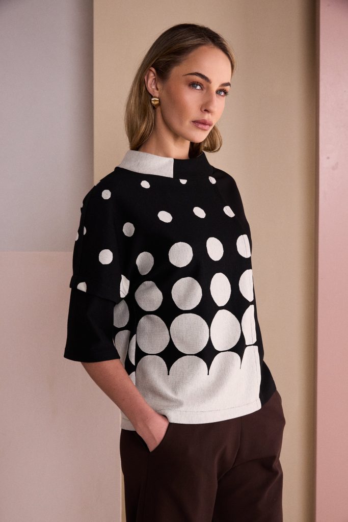 Black & Stone Spot Print Top - NAW26269