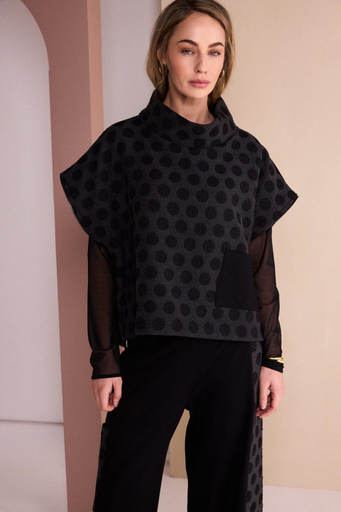 Black & Grey Jacquard Spot Top - NAW26311