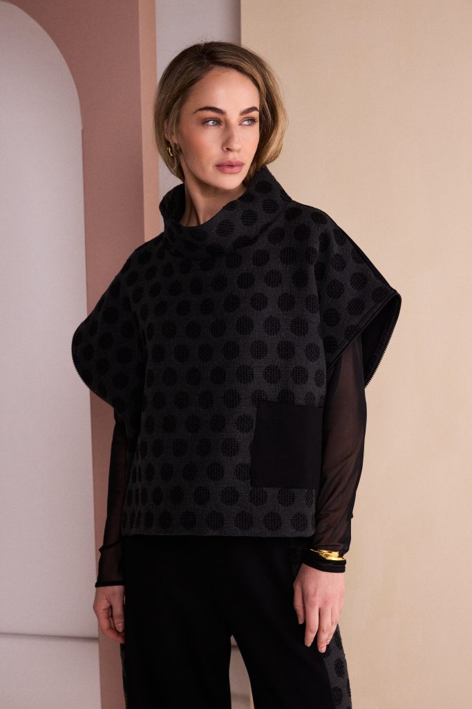 Black & Grey Jacquard Spot Top - NAW26311